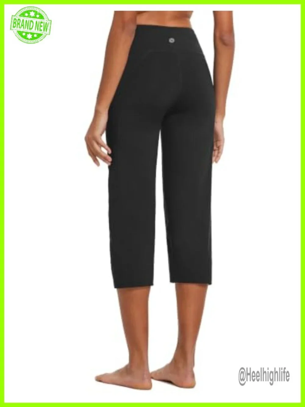 High Waist Capri Yoga Pants with Pockets, 4-Way Stretch, Straight Leg